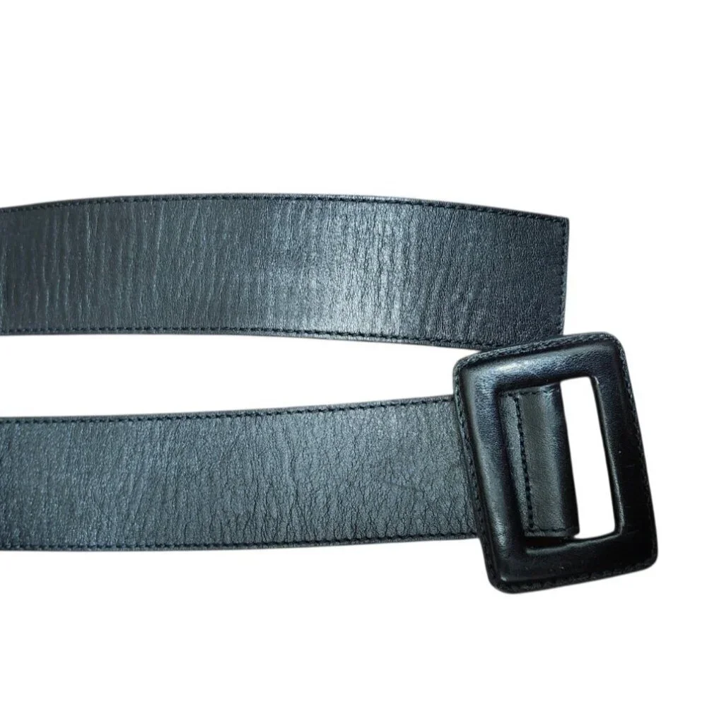 ZAPA Paris Wide Black Leather Waist Belt 100% Calfskin Size T1 Made in France